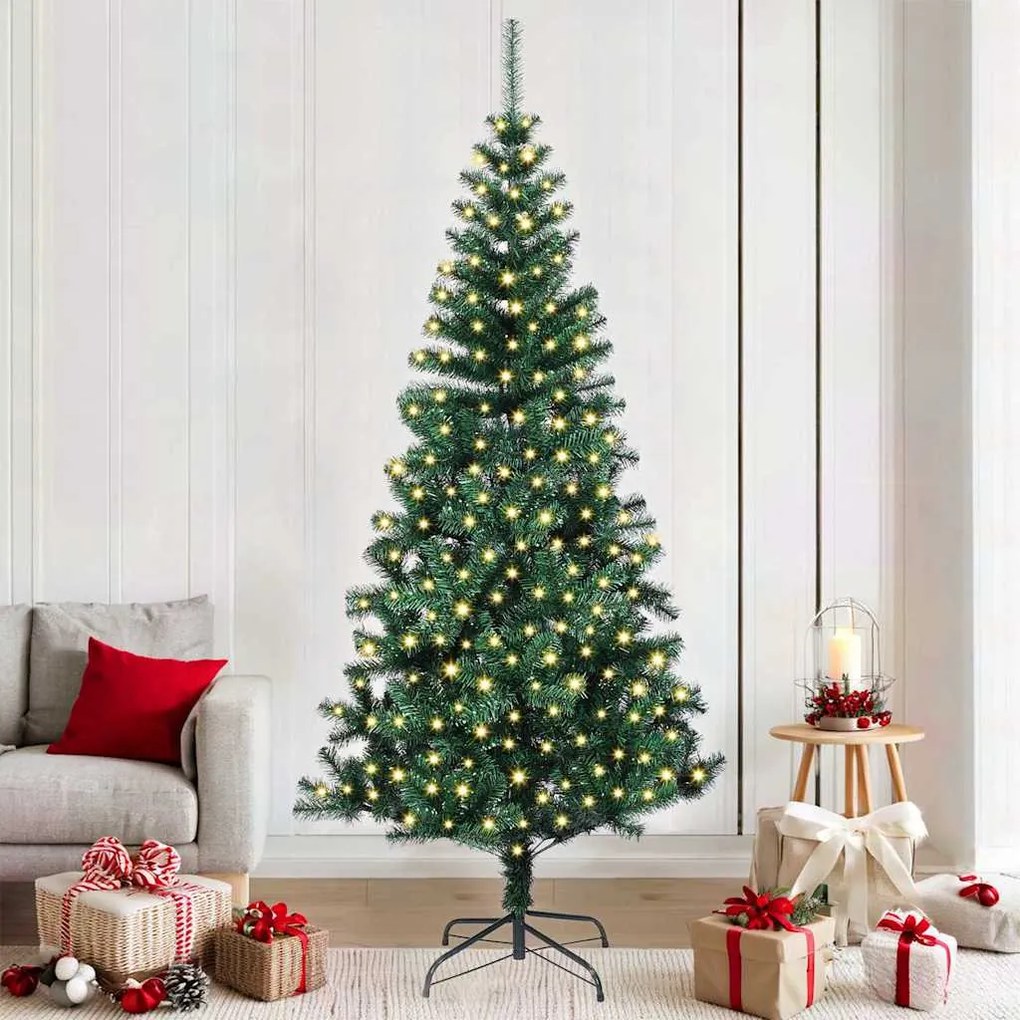 vidaXL Árvore de Natal Artificial Pré-iluminada Verde 210 cm