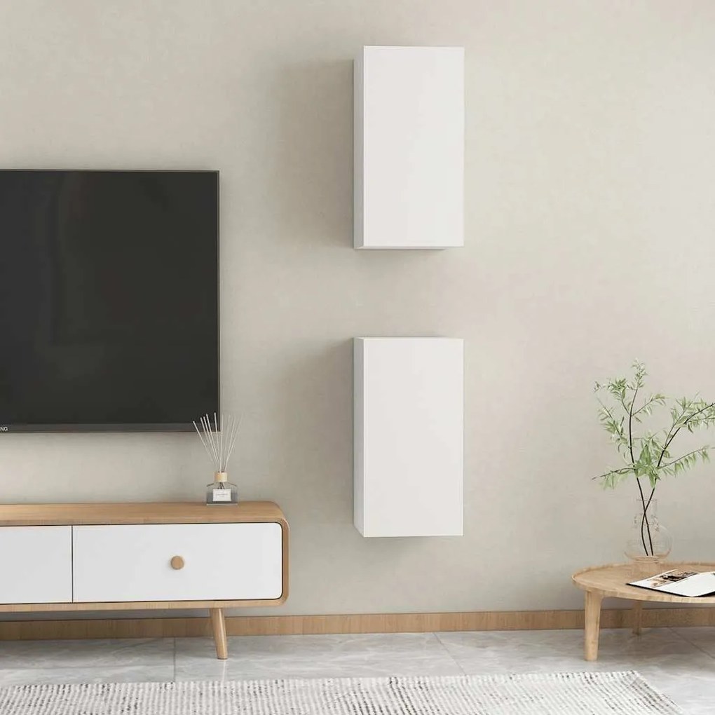 Móveis de TV 2 pcs 30,5x30x60 cm derivados de madeira branco