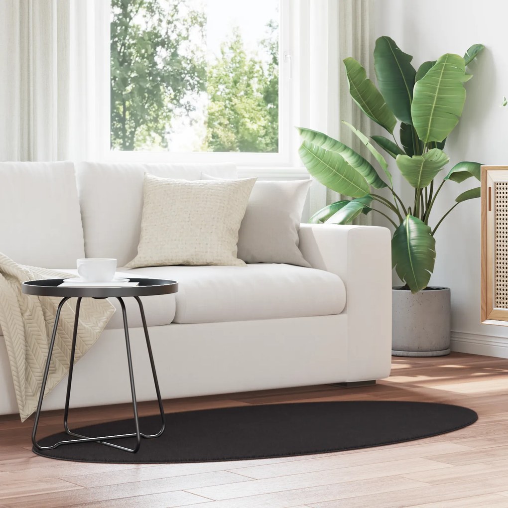 vidaXL Tapete "HUARTE" Preto 80x150 cm Oval