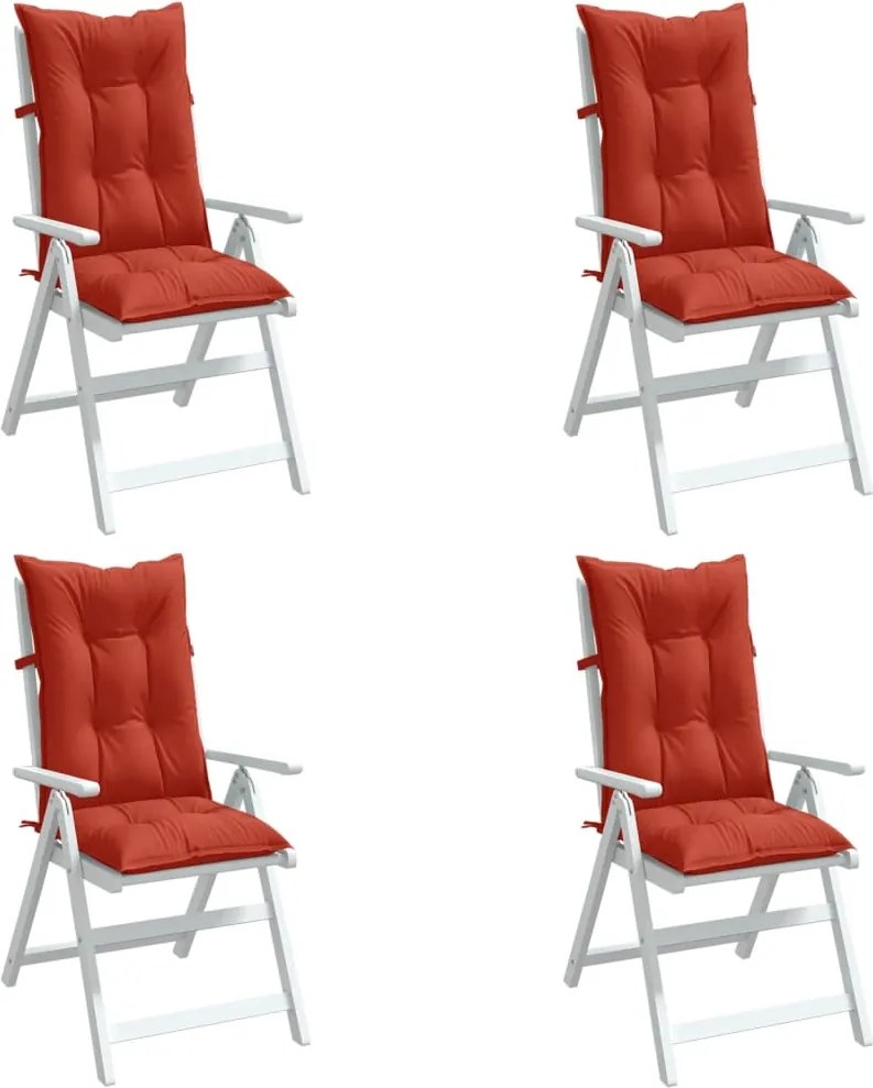 vidaXL Almofadões cadeiras altas 4 pcs mesclado tecido vermelho