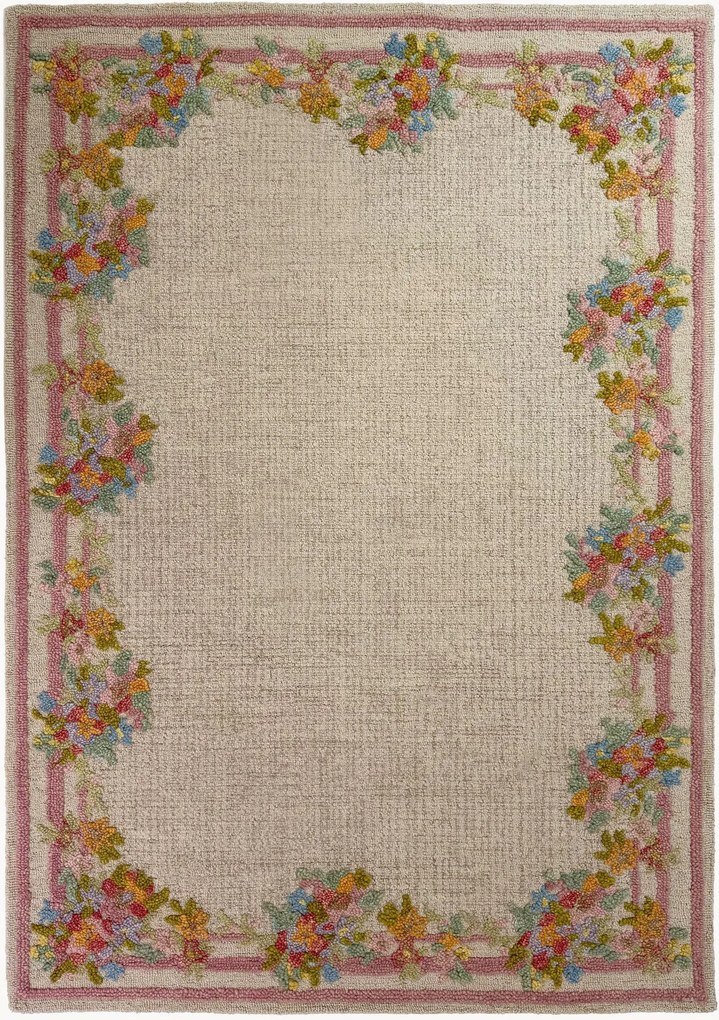Tapete de lã tufado à mão com relevo Elise Floral