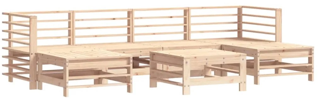 7 pcs conjunto lounge jardim c/ almofadões madeira maciça