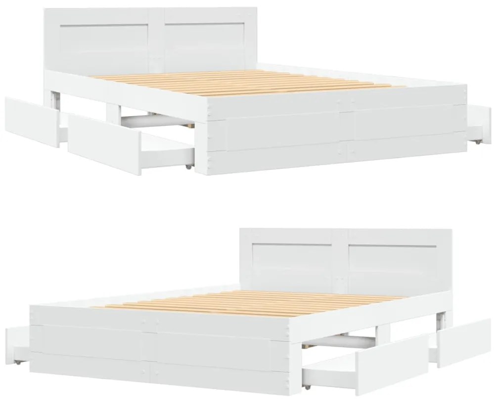 Estrutura de cama c/ cabeceira sem colchão 140x200 cm branco