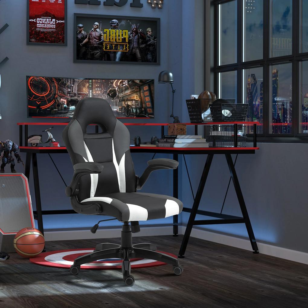 Vinsetto Cadeira gaming ergonômica para escritório giratória 360 ° com braços eleváveis 68x66x114-124 cm Preto
