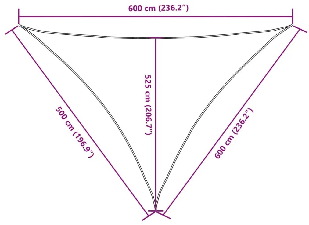 Para-sol estilo vela tecido oxford triangular 5x6x6 m branco