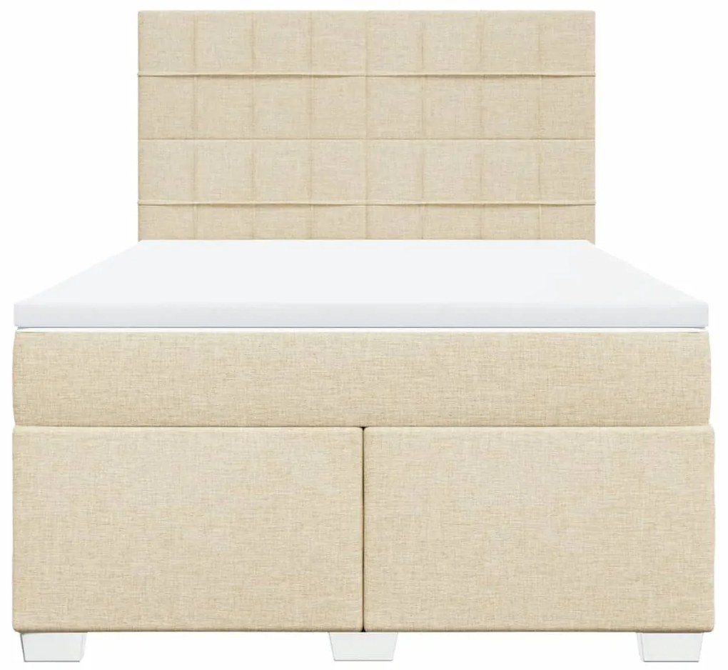 Cama com molas/colchão 140x190 cm tecido cor creme