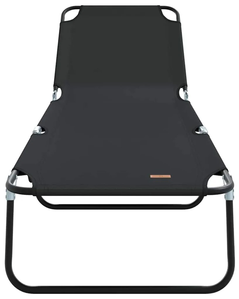 Espreguiçadeira Dobrável 2 pcs Portátil Preta 600D Tecido Oxford