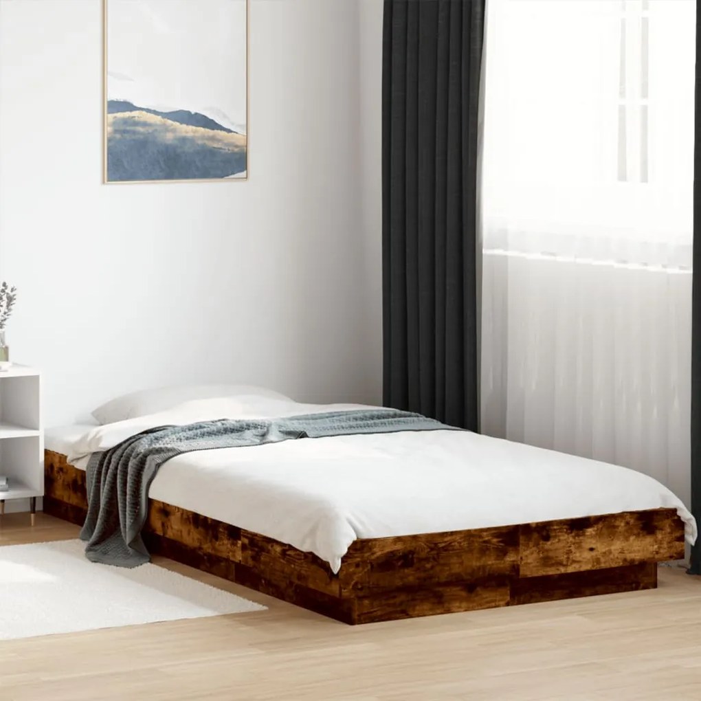 Estrutura cama 90x190 cm derivados de madeira carvalho fumado