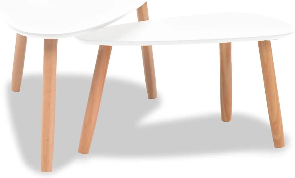 Conjunto mesas de centro 2 pcs pinho maciço branco
