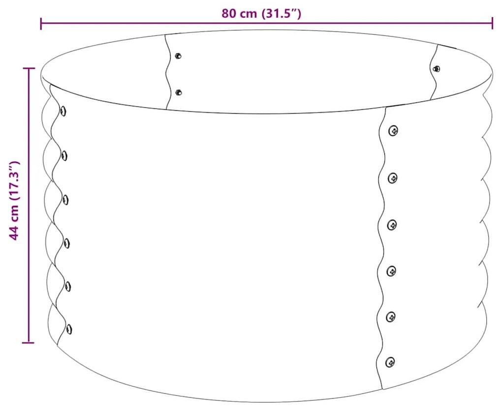 Canteiro/vaso elevado aço galvanizado 80x80x44 cm cinzento