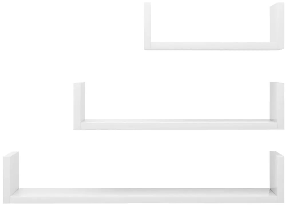 Prateleira de parede 3pcs derivados de madeira branco brilhante