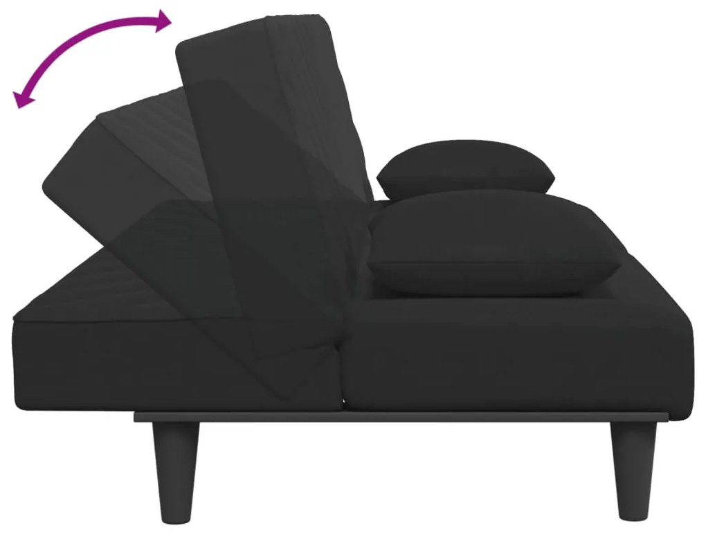 2 pcs conjunto de sofás com almofadas veludo preto