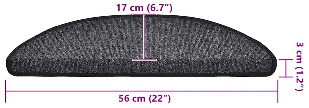Tapetes de escada 30 pcs 56x17x3 cm antracite