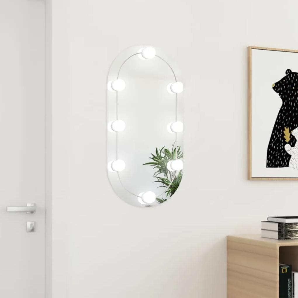 Espelho com luzes LED 80x40 cm vidro oval