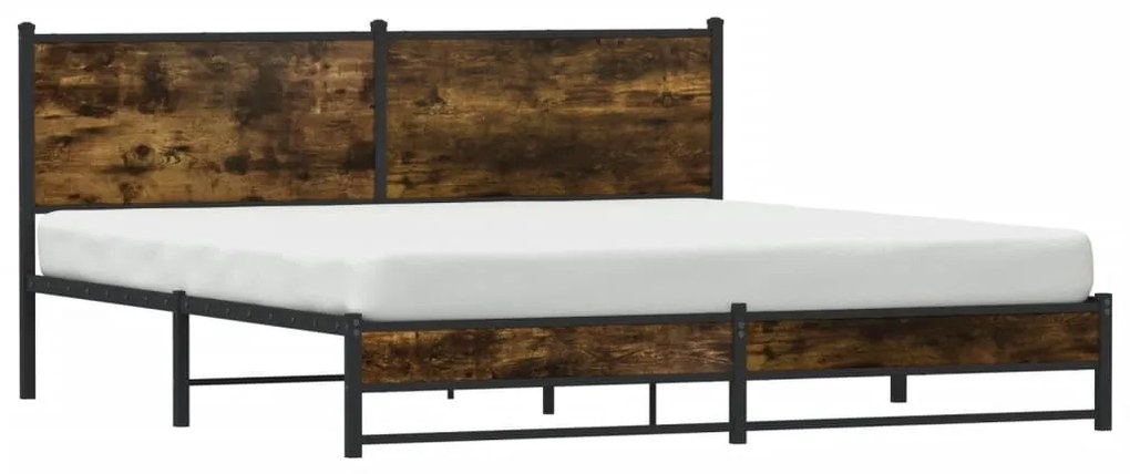 Estrutura de cama sem colchão 183x213cm metal carvalho fumado