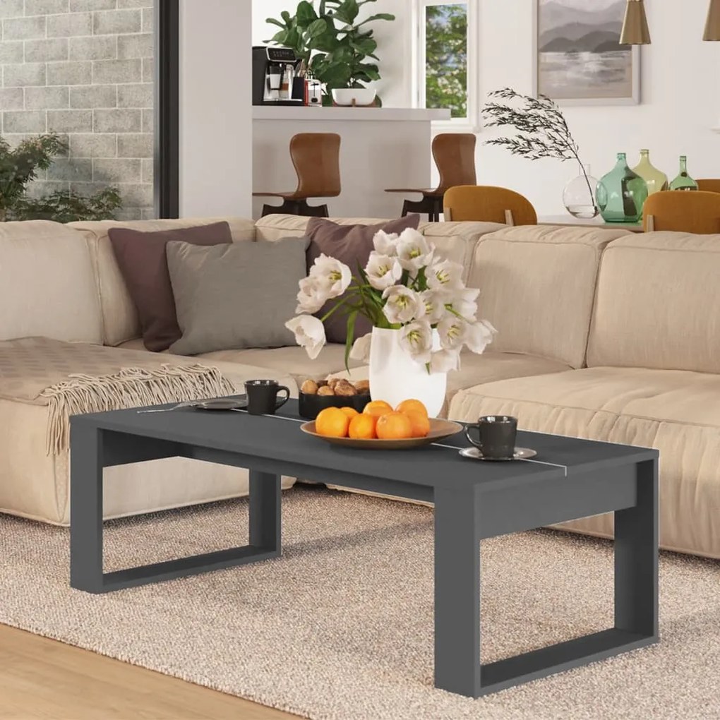 vidaXL Mesa de centro 110x50x35cm derivados de madeira cinzento