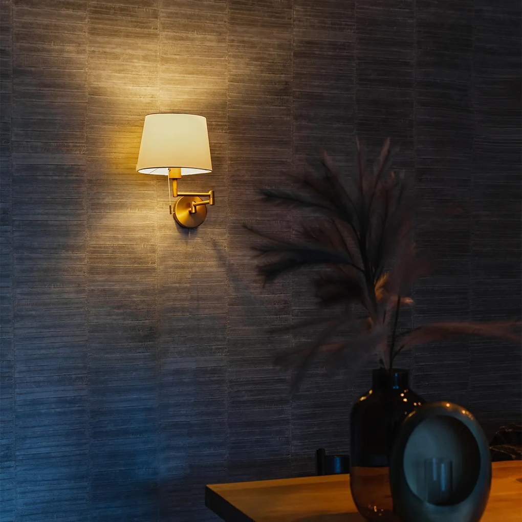 Candeeiro de parede em bronze com cúpula branca e braço ajustável - Ladas Deluxe