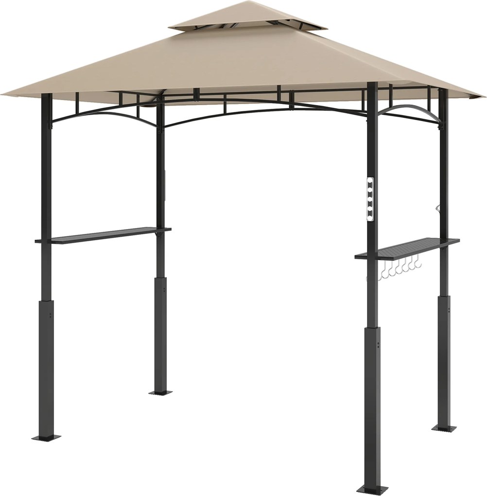 Tenda para churrasco 240 x 150 x 250 cm de dois andares com cobertura para jardim e iluminação LED, (GRELHADOR NÃO INCLUIDO) cor cáqui