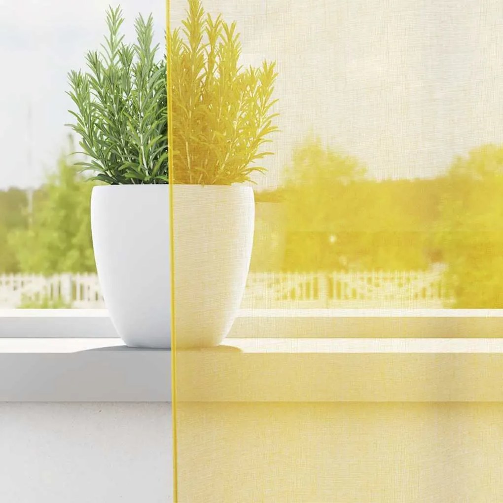 Cortinas de voile com laços 2 pcs amarelo 140x245 cm