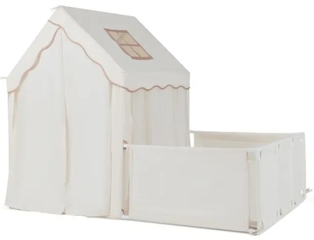 Tenda infantil 2 em 1 com Luzes de estrelas 177 x 97 x 136 cm Tapete Cortinas Janelas para crianças 3+ anos Interior Bege
