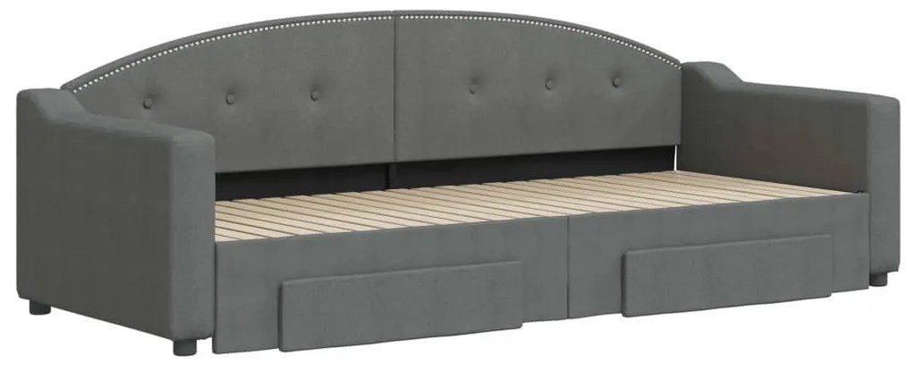 Sofá-cama c/ gavetão e gavetas 80x200 cm tecido cinzento-escuro