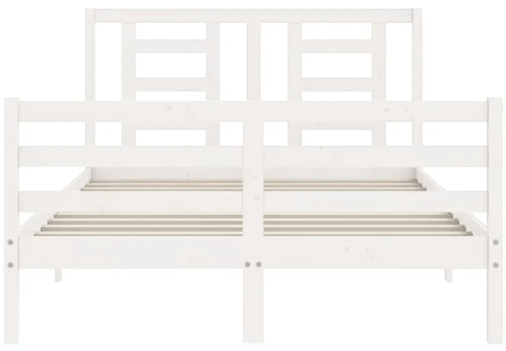 Estrutura de cama com cabeceira 120x200cm madeira maciça branco