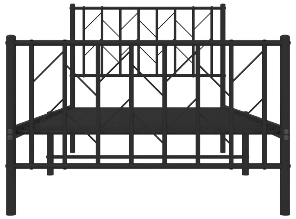 Estrutura de cama com cabeceira e pés 90x200 cm metal preto