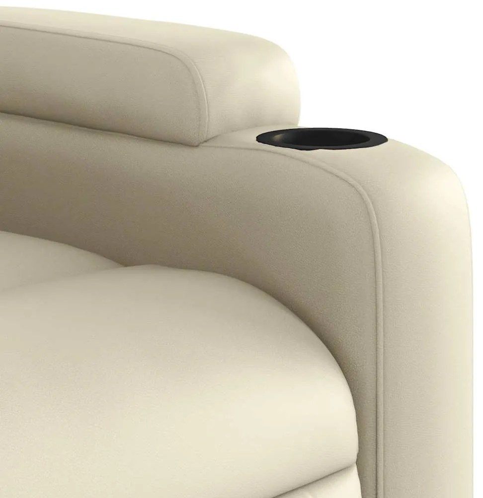 Poltrona de massagens reclinável couro artificial cor creme
