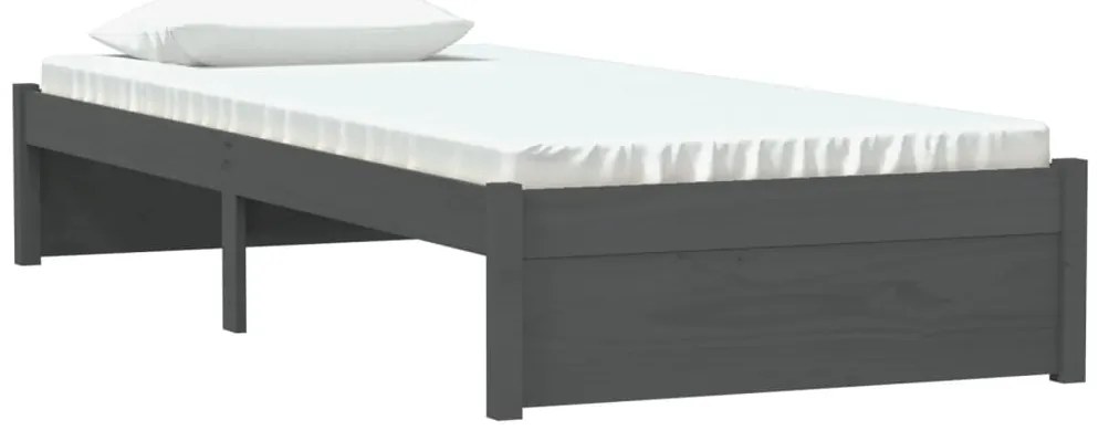 Estrutura cama pequena solteiro 75x190 cm madeira maciça cinza