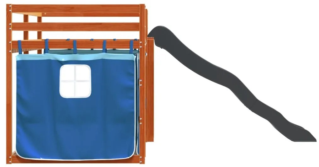 Beliche com escorrega e cortinas 90x190 cm azul