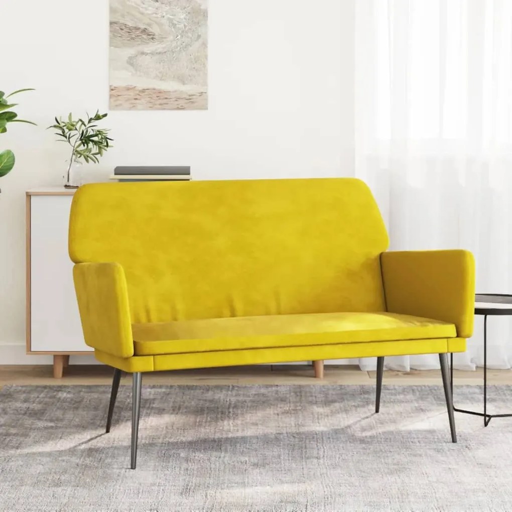 351388 vidaXL Banco 108x79x79 cm veludo amarelo