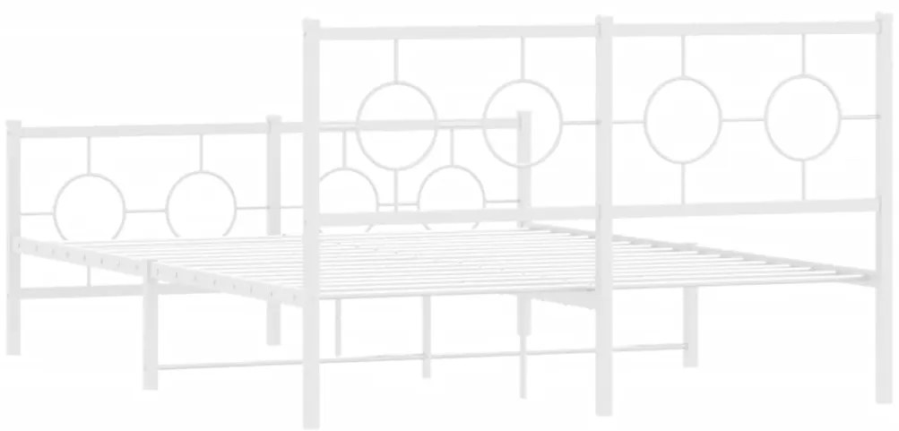Estrutura de cama com cabeceira e pés 140x190 cm metal branco