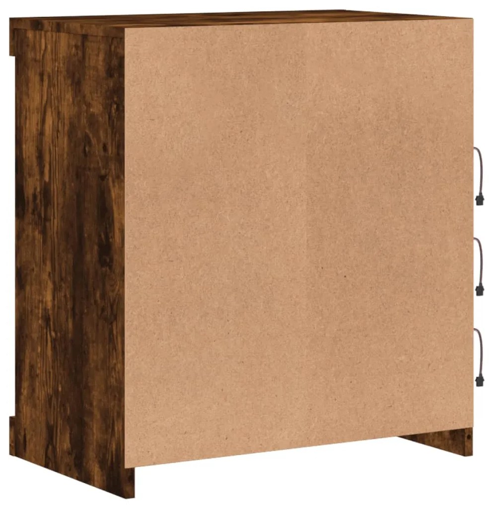 Aparador com luzes LED 60,5x37x67 cm carvalho fumado