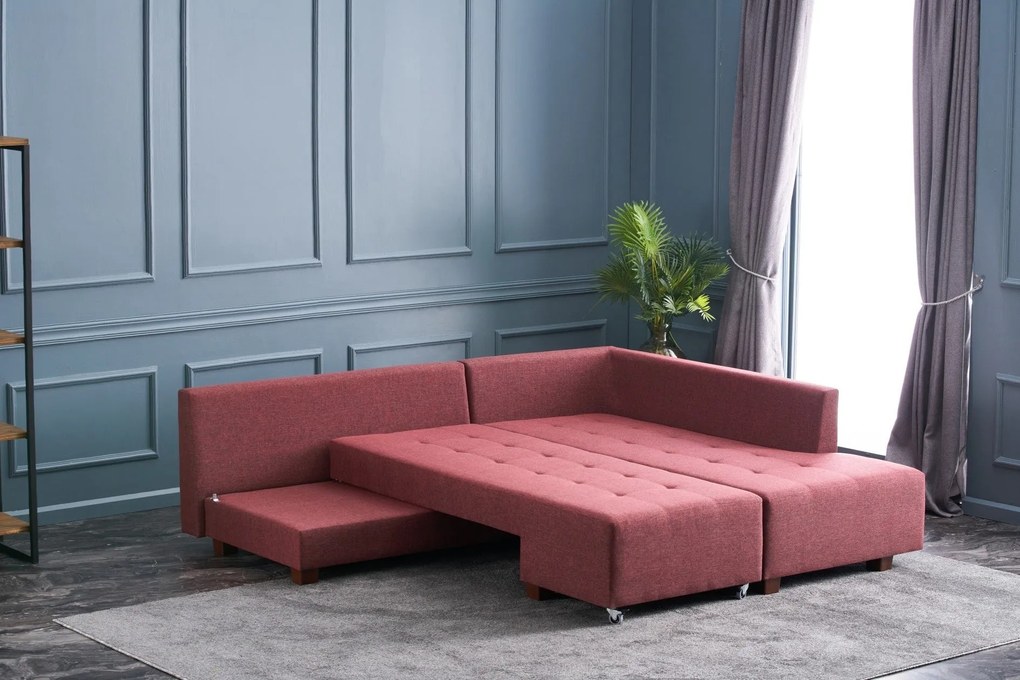 Sofá-cama de Canto Manama – Vermelho Claret – 280 x 85 x 206 cm
