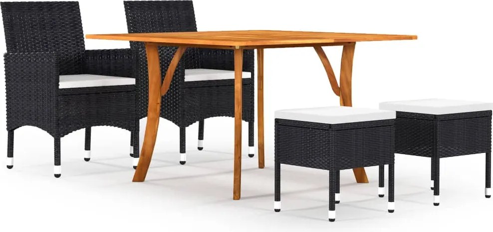 vidaXL 5 pcs conjunto de jantar para jardim preto