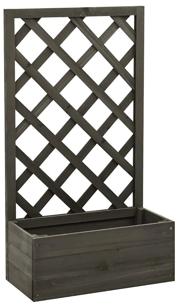 Vaso com treliça para jardim 50x25x90 cm abeto maciço cinzento