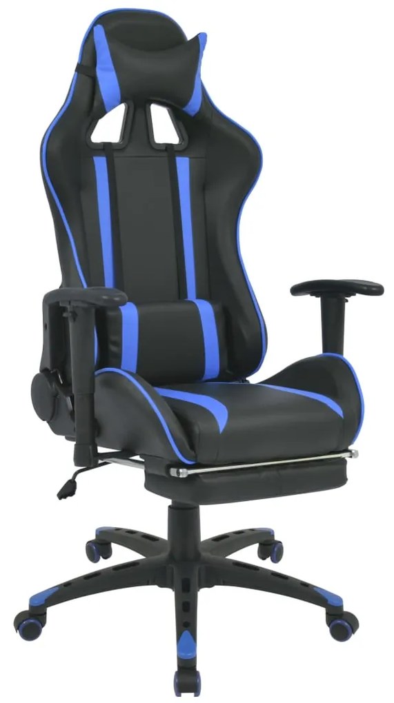 vidaXL Cadeira escritório reclinável estilo corrida c/ apoio pés azul