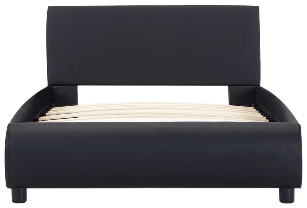 Estrutura de cama c/ LED 90x200 cm couro artificial preto