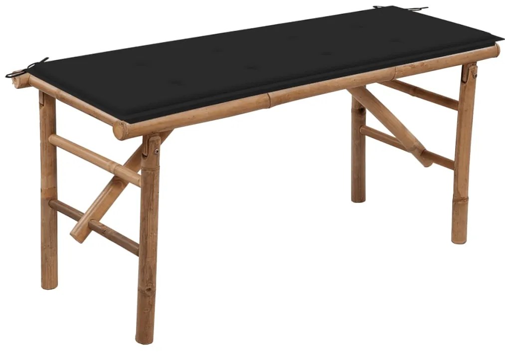 vidaXL Banco de jardim dobrável com almofadão 118 cm bambu