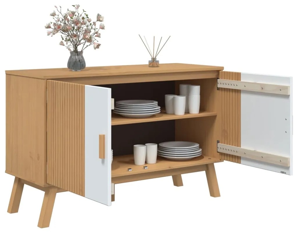 Aparador OLDEN 114x43x73,5 cm pinho maciço branco e castanho