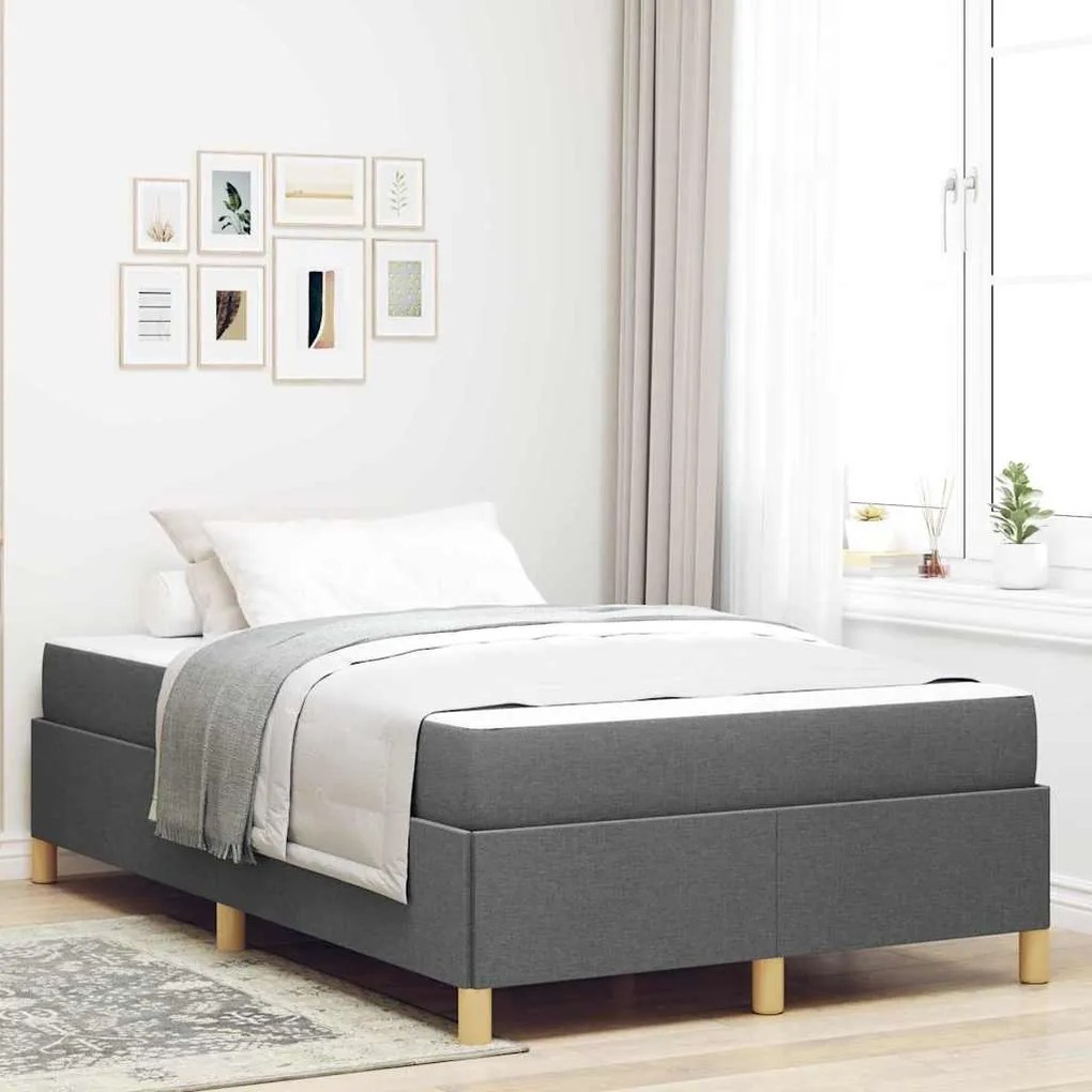 vidaXL Cama Box Outros Cinzento escuro 120 x 190 cm tecido