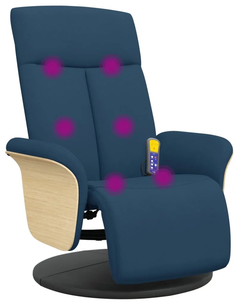 Cadeira de massagens reclinável c/ apoio de pés tecido azul