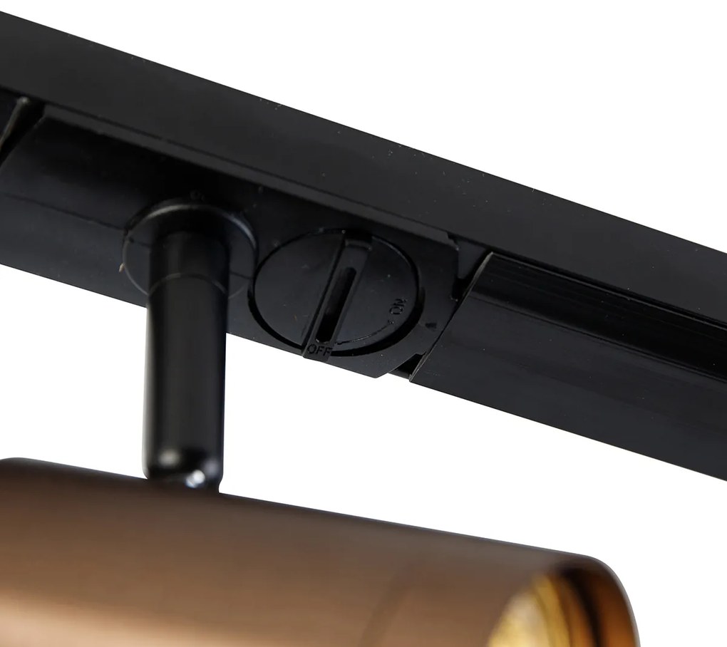 Sistema de calhas moderno monofásico com 4 focos bronze escuro - Jeana Moderno
