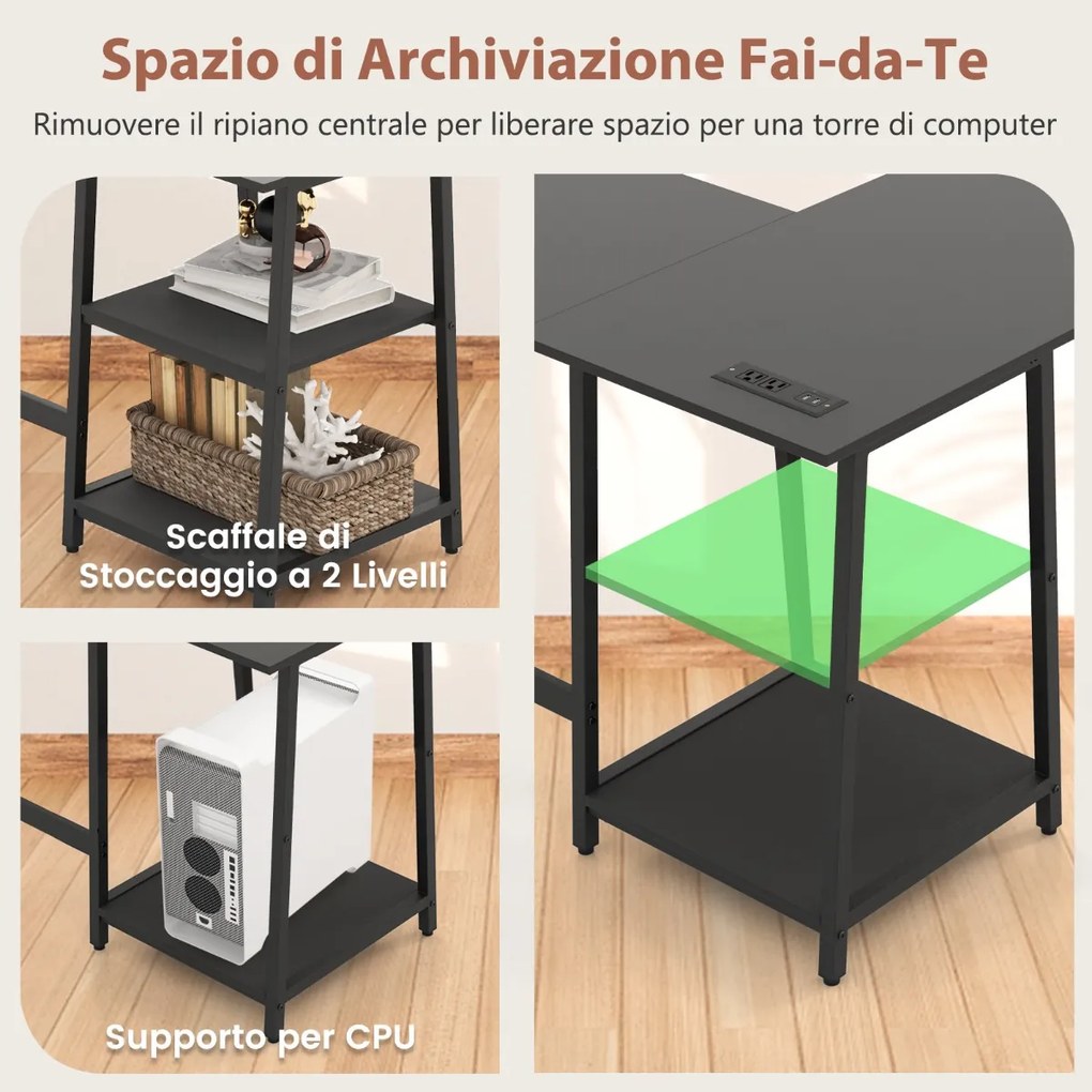 Estante de mesa multifuncional de 3 níveis com 4 prateleiras - marrom