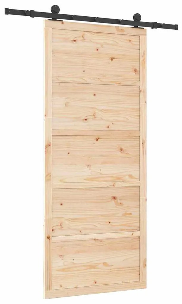 Porta Deslizante Castanho 80 x 208 cm Madeira de pinho maciça