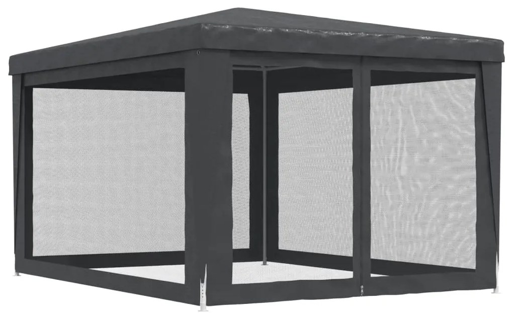 Tenda festas c/ 4 paredes laterais em rede 3x4 m PEAD antracite