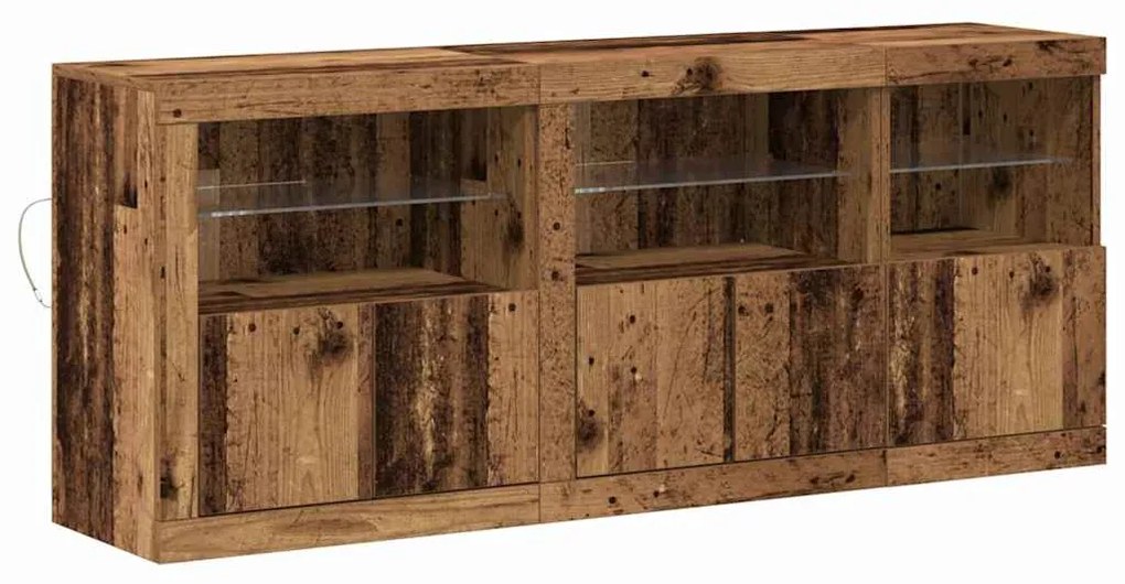 Buffet com Luzes LED Madeira Velha 162x37x67 cm Madeira de Engenharia