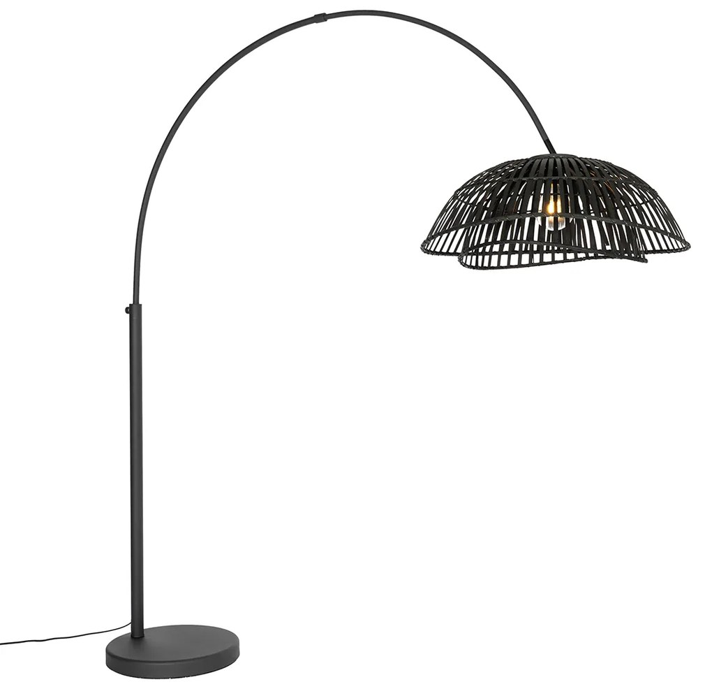 Candeeiro de Arco Oriental Preto em Bambu - Pua Oriental