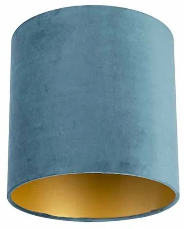 Abajur de veludo azul 25/25/25 com interior dourado