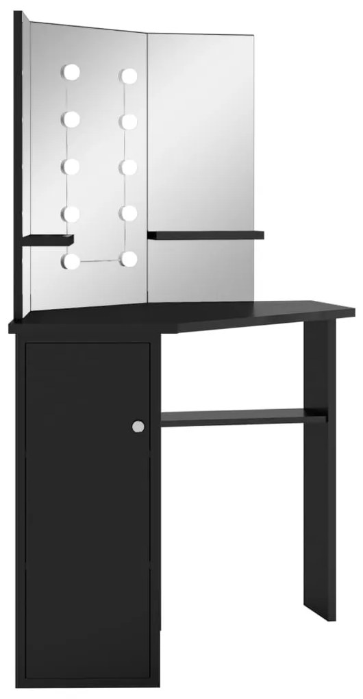 Toucador de canto com LED 111x54x141,5 cm preto